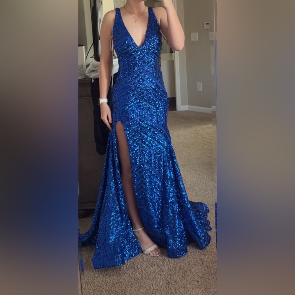 Jovani Royal Blue Sequin Prom Dress